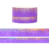 Neon Grape Soda Stardust washi set (15/10mm + light gold holographic foil / white stars)