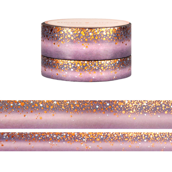 Violet Twilight Stardust washi set (15/10mm + rose gold / silver holographic foil)