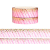 Pink Candy Cane Stripe Stardust washi set (15/10mm + light gold / light gold holographic foil)