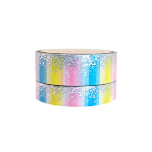 Ice Cream Dream Striped Stardust washi set (15/10mm + silver holographic / silver sparkler holographic foil)(Item of the Week)
