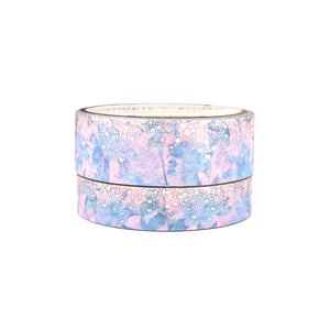 Cotton Candy Stardust Floral washi set (15/10mm + aurora pink / silver sparkler holographic foil) (Item of the Week)