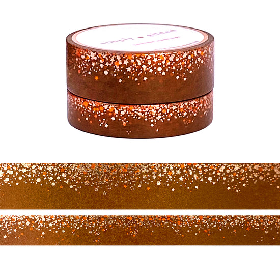 Chocolate Brown Stardust washi set (15/10mm + rose gold / rose gold holographic foil)