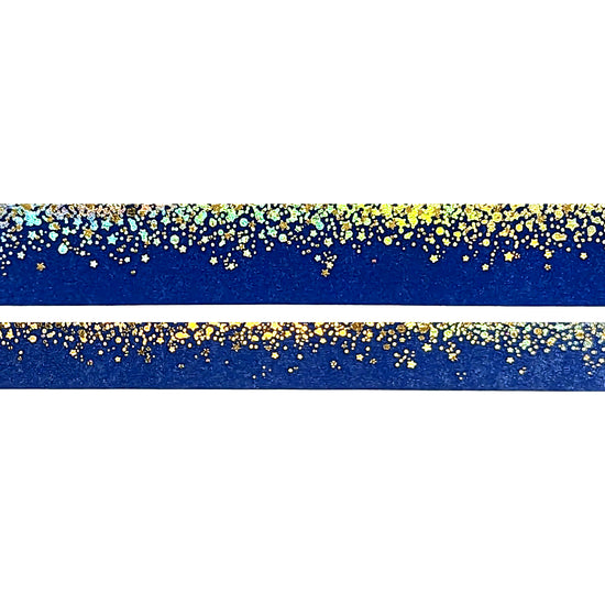 Navy Blue & Gold Stardust washi set (15/10mm + light gold / light gold holographic foil)