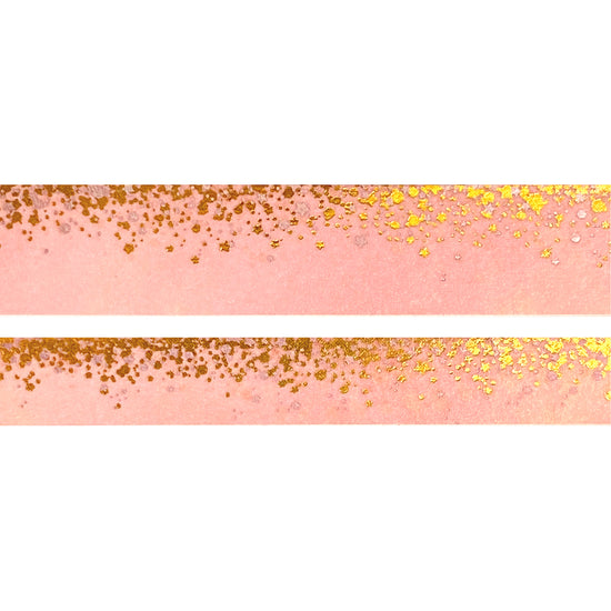 Pastel Peach Stardust washi set (15/10mm + light gold holographic / aurora pink foil) - Restock