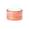Pastel Peach Stardust washi set (15/10mm + light gold holographic / aurora pink foil) - Restock