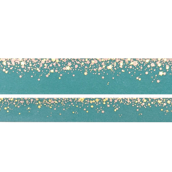 Teal Stardust Washi Set (15/10mm + aurora pink holographic / light gold glitter foil) (Item of the Week)