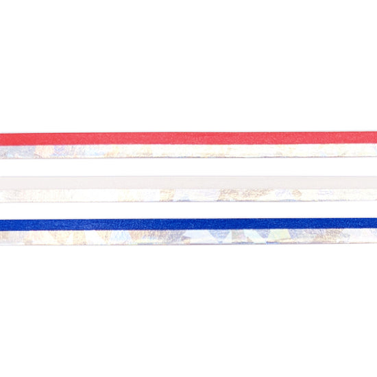 Patriotic Color Block Washi set of 3 (5mm +  silver holographic sparkler foil) (Item of the Week)