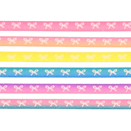 Glitter Neon Summer Bow washi set of 6 (5mm + white bow) - Restock