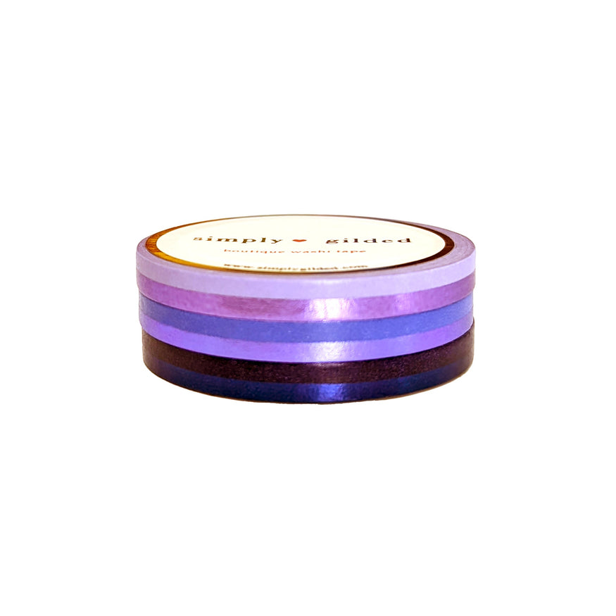 Purple Glam Color Block washi set of 3 (5mm + purple luster / frosty v –  simply gilded