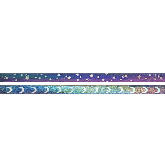 Purple & Teal Galaxy Mini set of 2 (5mm + silver holographic foil + iridescent overlay)(Item of the Week)