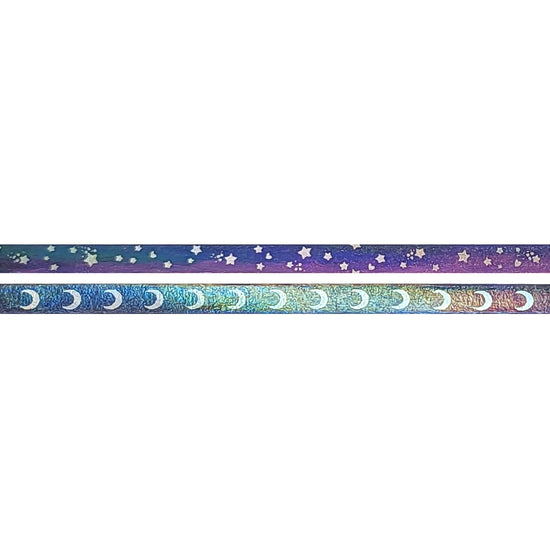 Purple & Teal Galaxy Mini set of 2 (5mm + silver holographic foil + iridescent overlay)