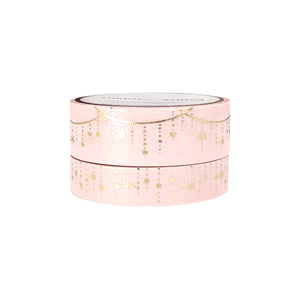 Pink Twinkle Garland washi set (15/10mm + light gold foil)