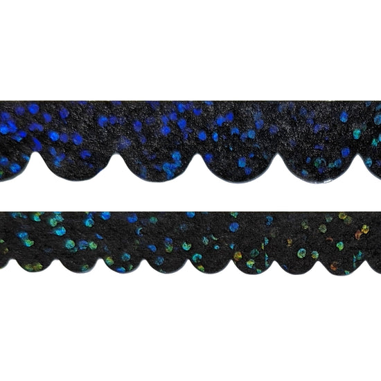 Black Scallop washi (10/8mm + iridescent bubble glitter overlay)(Item of the Week)