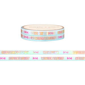 Christmas Candy Cookies Script washi set of 2 (5mm + light gold foil)