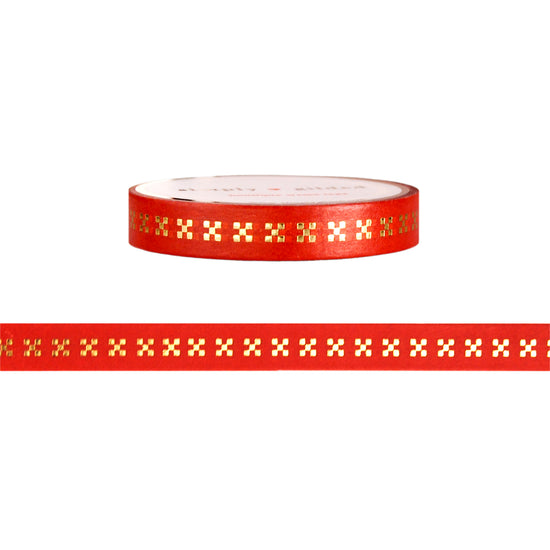 Christmas Cross Stitch Red washi (8mm + light gold foil)