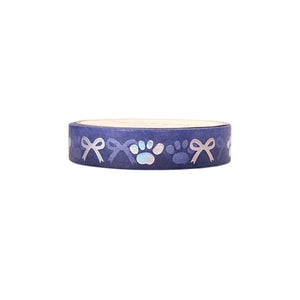 Under the Stars Paw & Bow washi (10mm + silver holographic foil)
