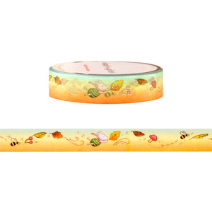 100 Acre Wood in Autumn Windy Day washi (10mm + rose gold foil)