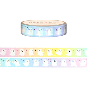 Ghost Party Pastel Rainbow washi (10mm + light purple foil / bubble overlay)