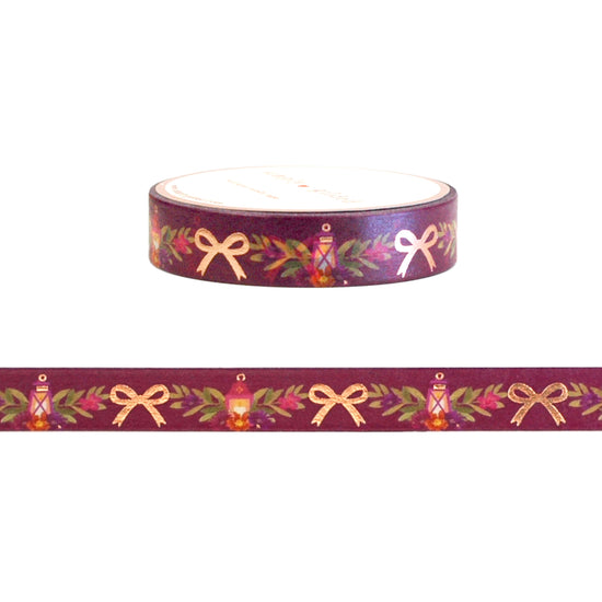 Burgundy Beauty Floral Bow Garland washi (10mm + rose gold foil)