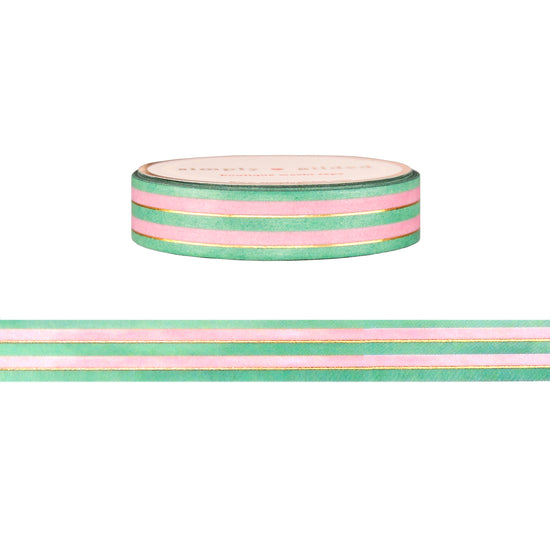 Sweet Gingerbread Stripe washi (10mm + light gold foil)