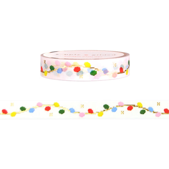 Christmas Cross Stitch String Lights washi (10mm + light gold foil)