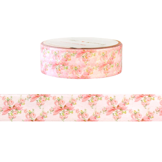 Love Story Floral Bow Pattern washi (15mm + light gold foil)