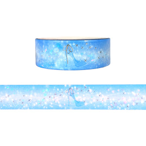 Cinderella Glass Slipper washi (15mm + silver foil / iridescent star overlay)