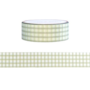Strawberry Jam Green Gingham washi (15mm)