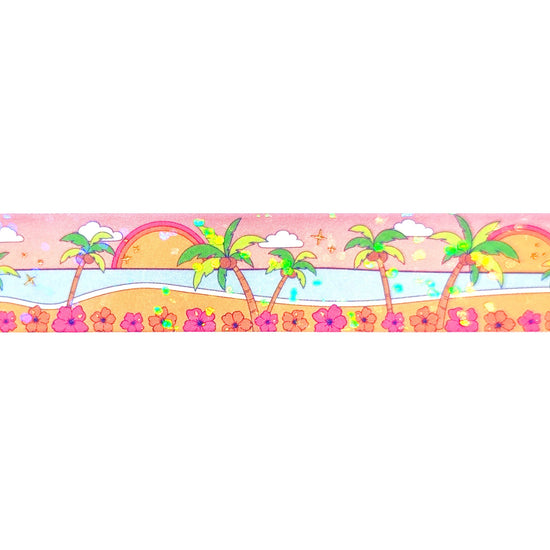 Malibu Dreams Landscape washi (15mm + light gold holographic / bubble overlay) - Restock