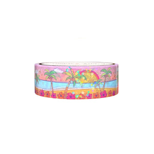 Malibu Dreams Landscape washi (15mm + light gold holographic / bubble overlay) - Restock