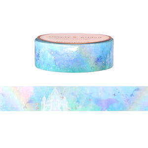 Mermaid Magic Undersea Landscape washi (15mm + silver holographic foil / iridescent overlay)