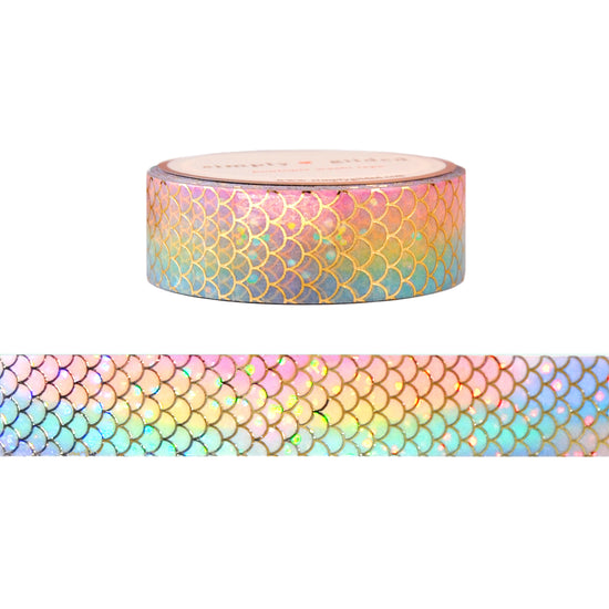 Mermaid Magic Mermaid Tail washi (15mm + light gold foil / bubble overlay)