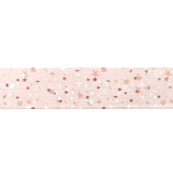 Pink Birthday Confetti washi (15mm + rose pink foil / star overlay) (Item of the Week)