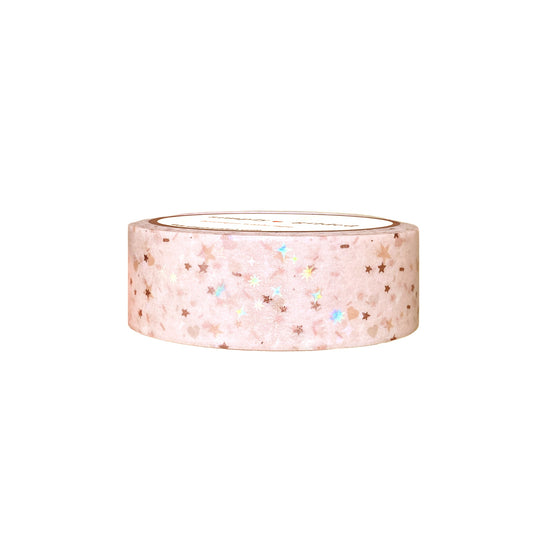 Pink Birthday Confetti washi (15mm + rose pink foil / star overlay) (Item of the Week)