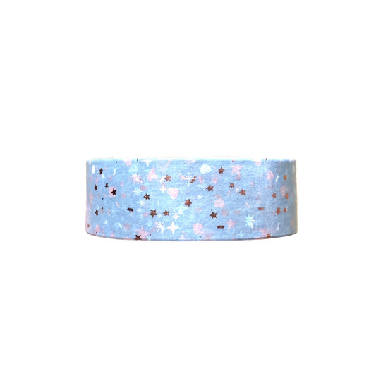 Birthday Blue Confetti washi (15mm + rose pink foil / star overlay) (Item of the Week)