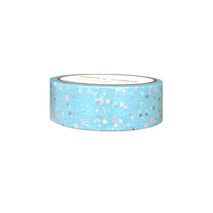 Robins Egg Birthday Confetti washi (15mm + silver holographic bubble foil / star overlay) (Item of the Week)
