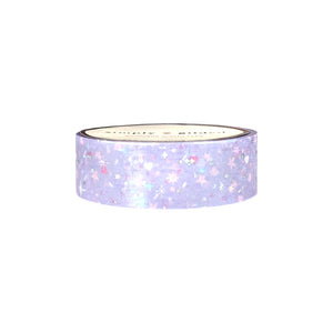 Purple Birthday Confetti washi (15mm + silver holographic bubble foil / star overlay)