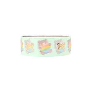 Love is Love Bear and Bow washi (15mm + light gold foil) (Item of the Week)