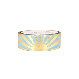 Here Comes the Sun Turquoise Sunset washi (15mm + light gold foil)
