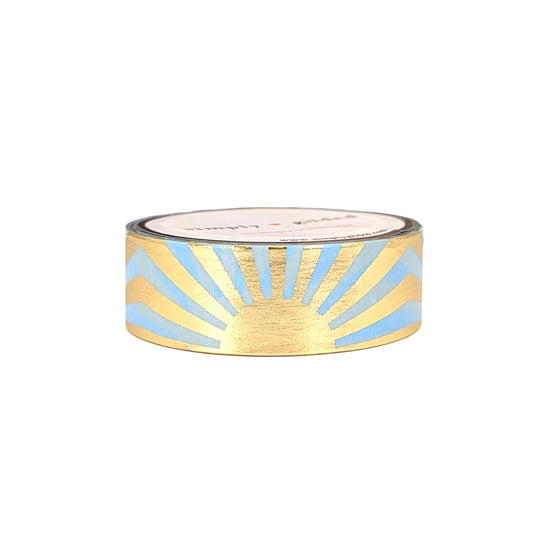 Here Comes the Sun Turquoise Sunset washi (15mm + light gold foil)