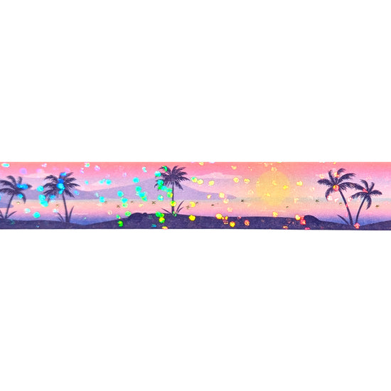 Maui Sunset Landscape washi (15mm + light gold holographic foil / overlay)