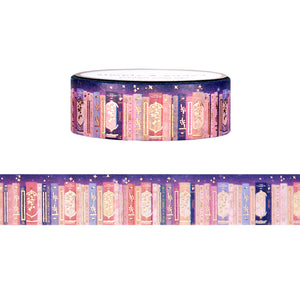Twilight Blush Bookshelf washi (15mm + rose gold foil)
