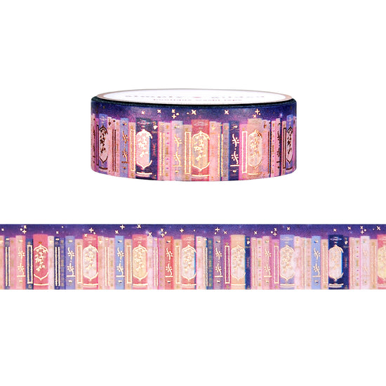 Twilight Blush Bookshelf washi (15mm + rose gold foil)