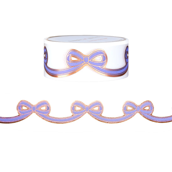 Periwinkle Diecut Bow washi (15mm + rose gold foil)