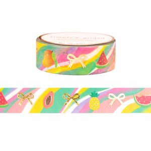 Tropical Fruit Bow washi (15mm + light gold foil)