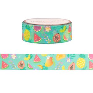 Tropical Fruit Pattern washi (15mm + light gold foil)