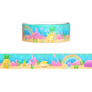 Silly Sea Landscape washi (15mm + silver holographic foil / iridescent overlay)