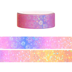 Silly Sea Pattern washi (15mm + silver holographic foil / bubble overlay)