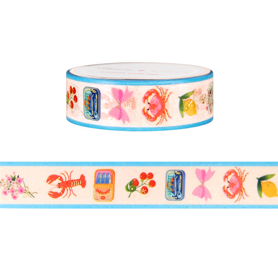 Amalfi Coast Vertical Icons washi (15mm + light gold foil)