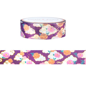 Moon Festival 3.0 Floral & Cloud washi (15mm + light gold foil)